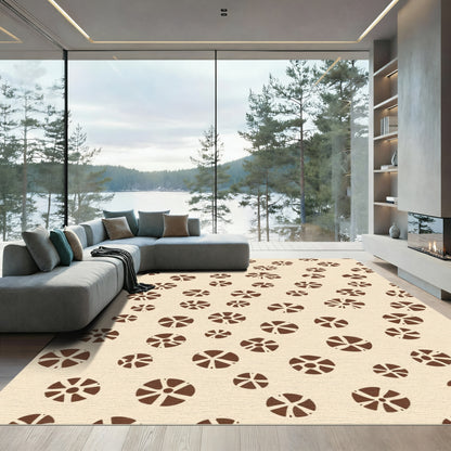 Brown and Cream Abstract Circles Rug