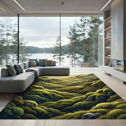 Verdant Rolling Hills Landscape Rug