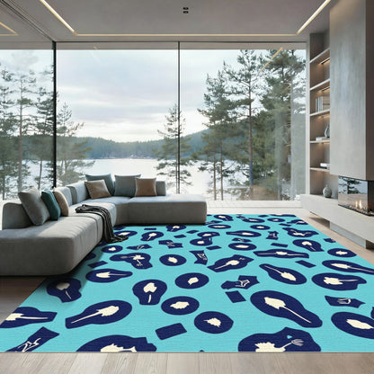 Teal Navy Abstract Object Scatter Rug
