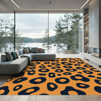 Orange Black Spotted Animal Print Rug