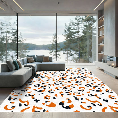 Orange Black White Animal Spot Rug