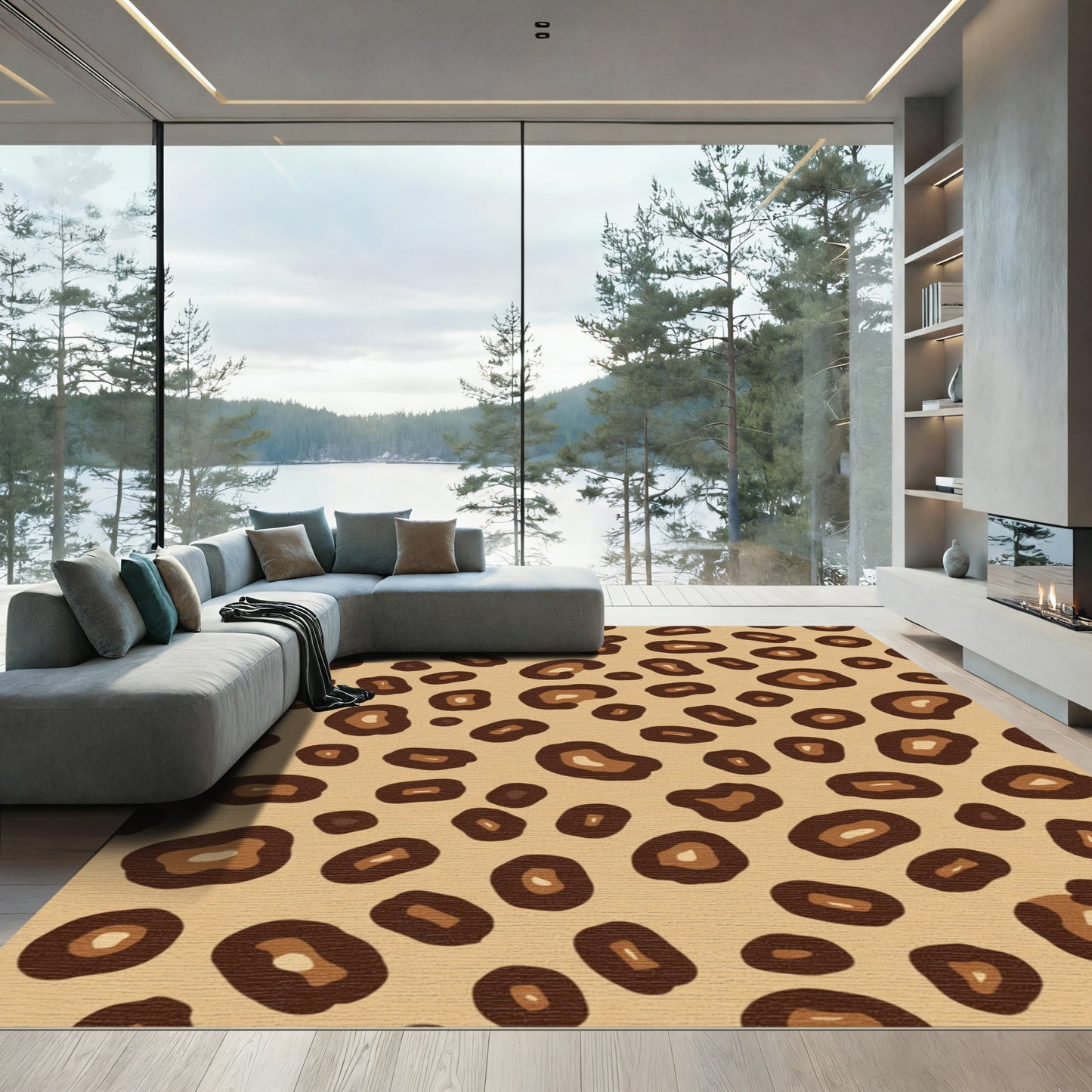 Animal Print Brown Tan Spots Rug