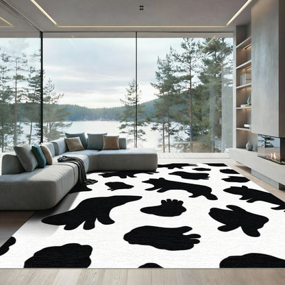 Black White Cow Spot Rug