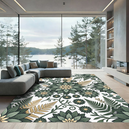 Sage Green Fern and Dalia Floral Rug