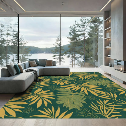 Emerald Green Tropical Foliage Rug