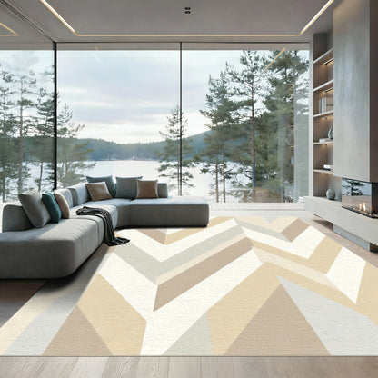 Neutral Tone Geometric Chevron Rug