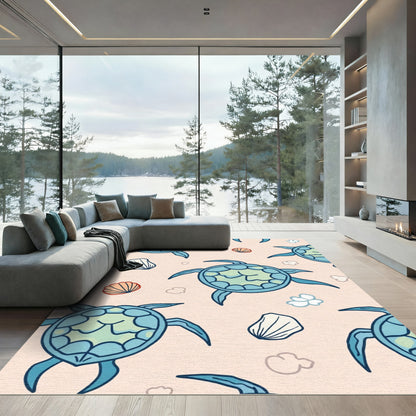 Seafoam Turtle Shell Scattered Clouds Rug