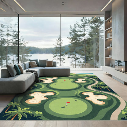 Tropical Golf Course Aerial Landscape Rug