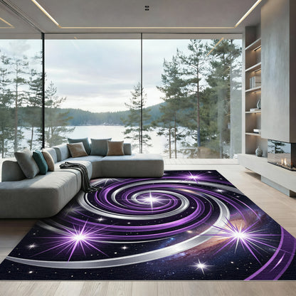 Cosmic Purple Galactic Swirl Galaxy Rug