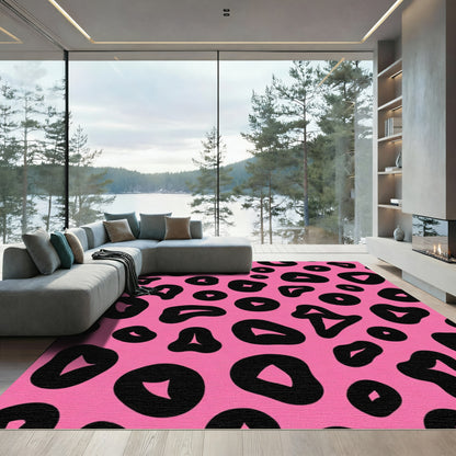 Hot Pink Black Animal Spots Rug