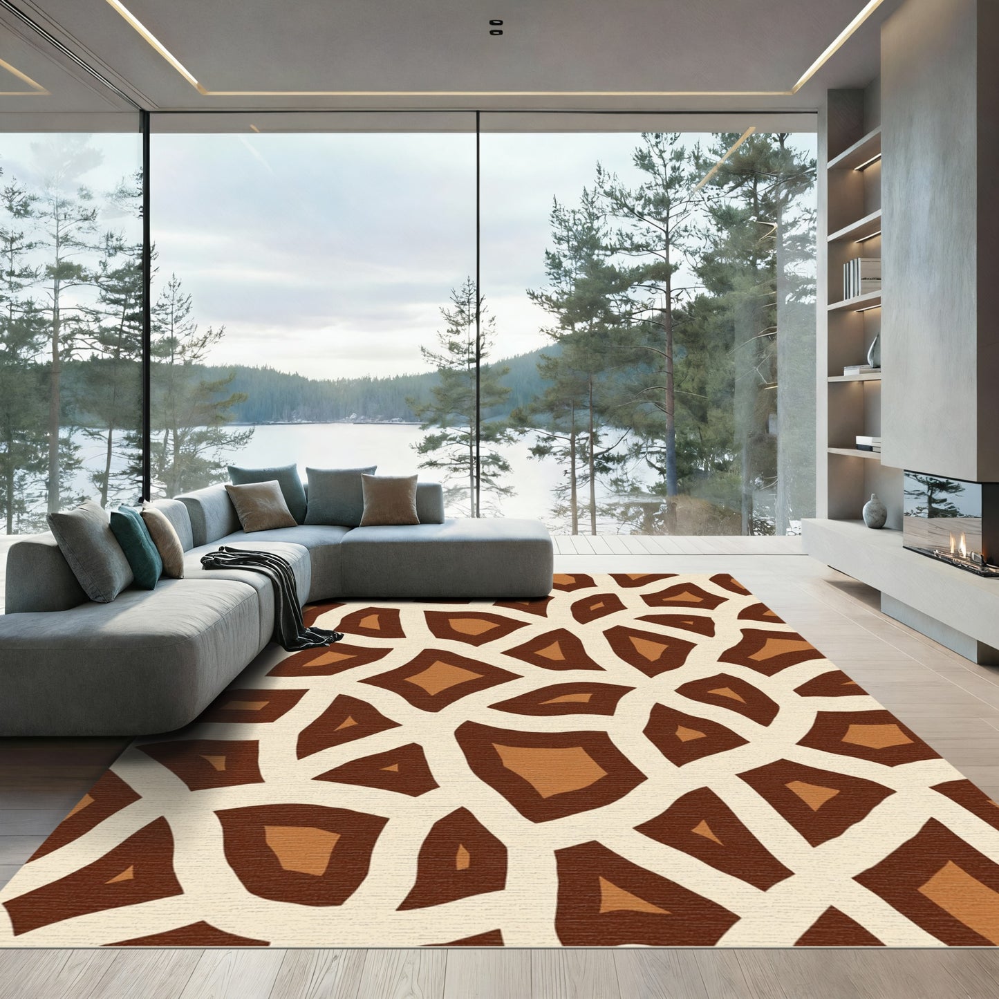 Brown Cream Animal Spots Rug