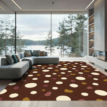 Brown Cream Textured Dot Arrangement Rug