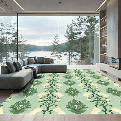 Sage Green Horse Silhouette Floral Rug