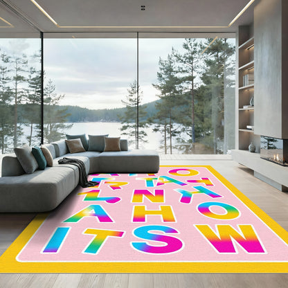 Alphabet Gradient Vivid Retro Letters Rug