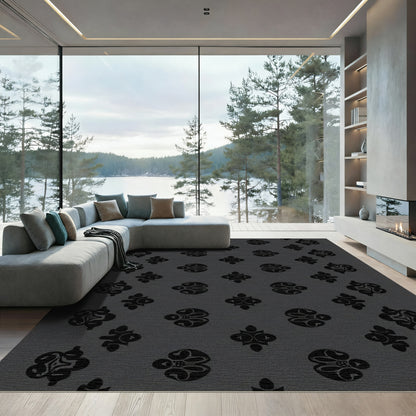 Charcoal Gray Ornate Medallion Rug
