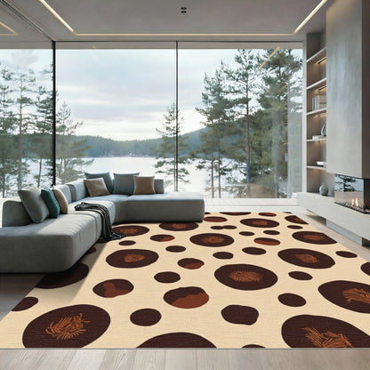 Brown Speckled Round Pebble Rug