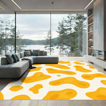 Golden Yellow Abstract Blob Rug