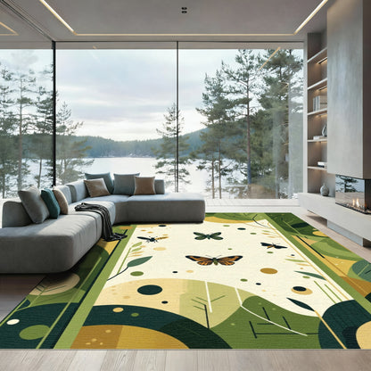 Woodland Emerald Butterfly Sketch Rug