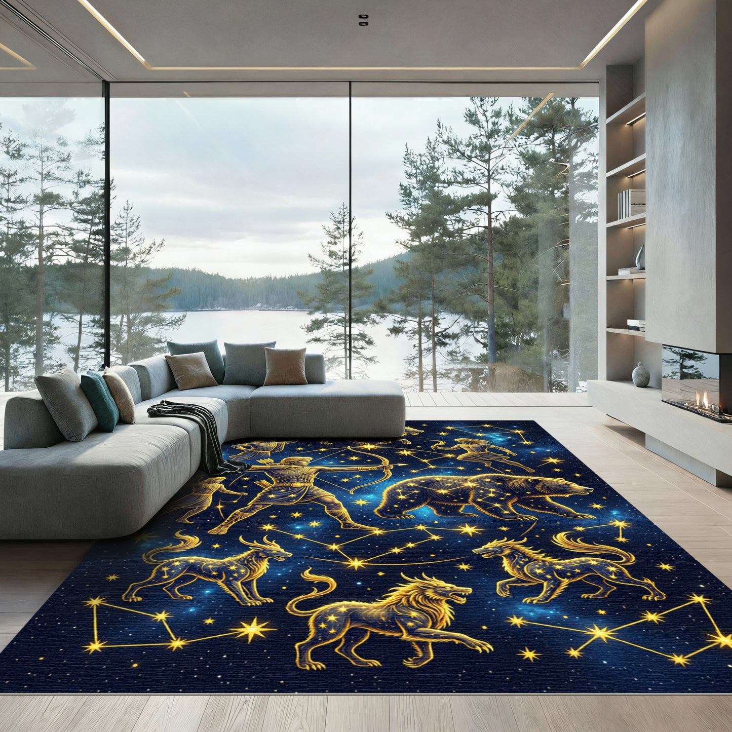 Celestial Golden Constellation Archer Bear Rug