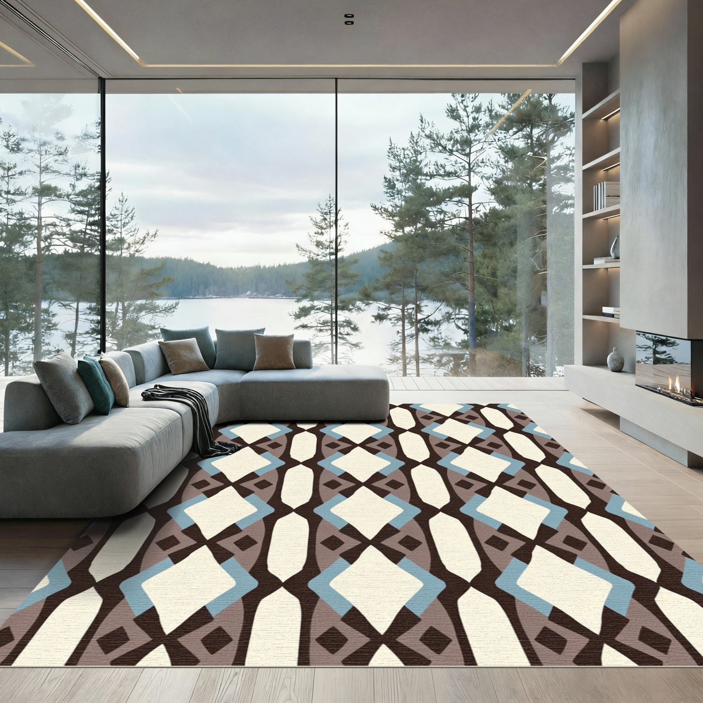 Mid Century Diamond Lattice Rug