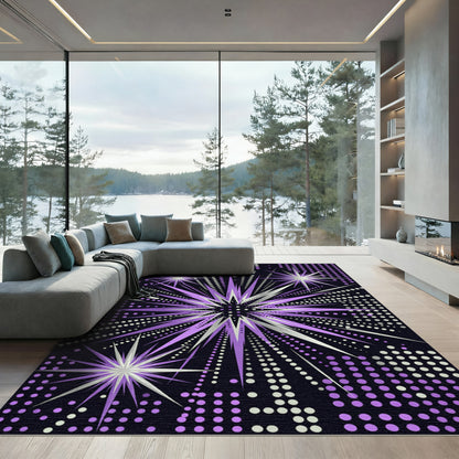 Cosmic Violet Radiant Starry Night Rug