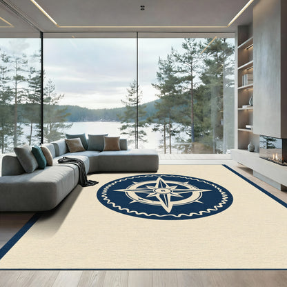 Navy Compass Rose Emblem Rug