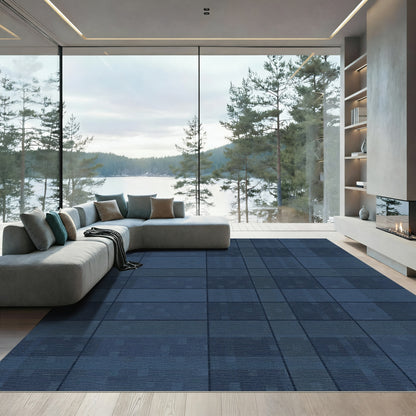 Deep Blue Tile Rectangle Rug