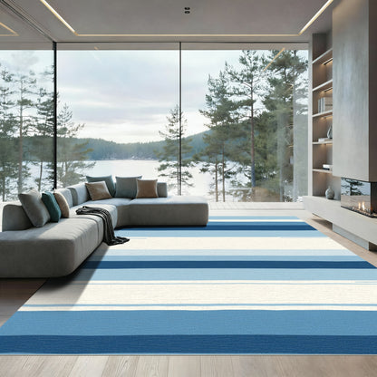 Coastal Blues Stripes Rug
