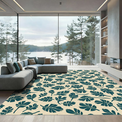 Deep Teal Leafy Scatter Rug