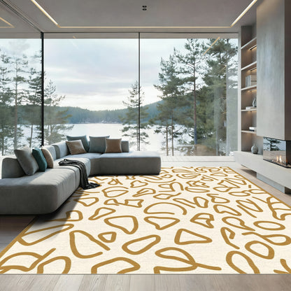 Abstract Ochre Organic Shapes Rug