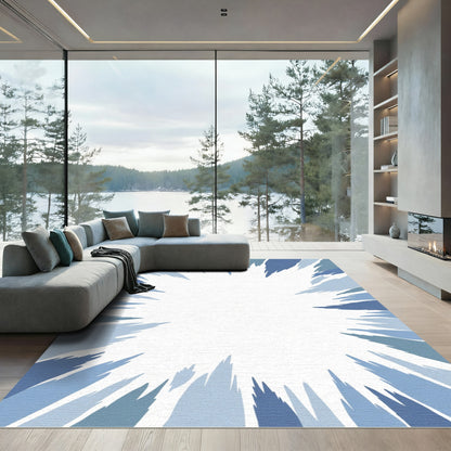 Radial Blue Splash Streak Rug