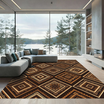 Earthy Diamond Lattice Geometric Rug