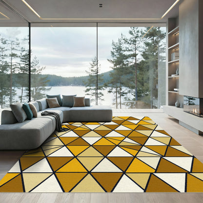 Ochre and Gold Geometric Triangle Mosaic Rug