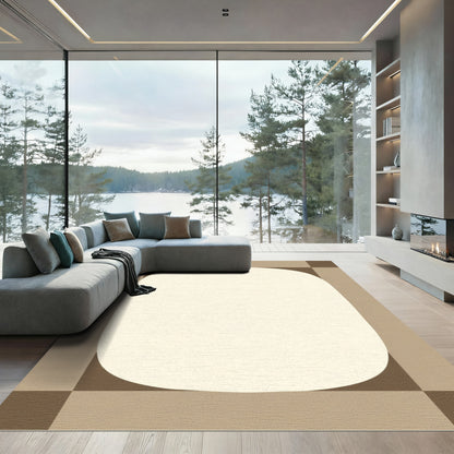 Neutral Toned Organic Center Square Rug