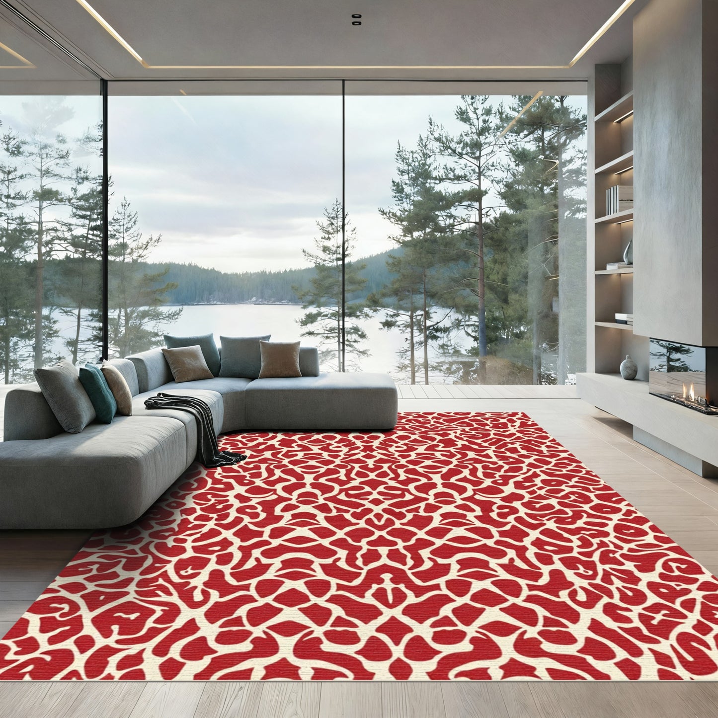 Crimson Cream Organic Cell Rug