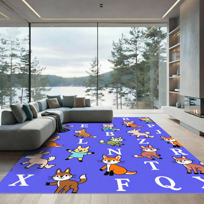 Cute Foxes Alphabet Woodland Animals Rug