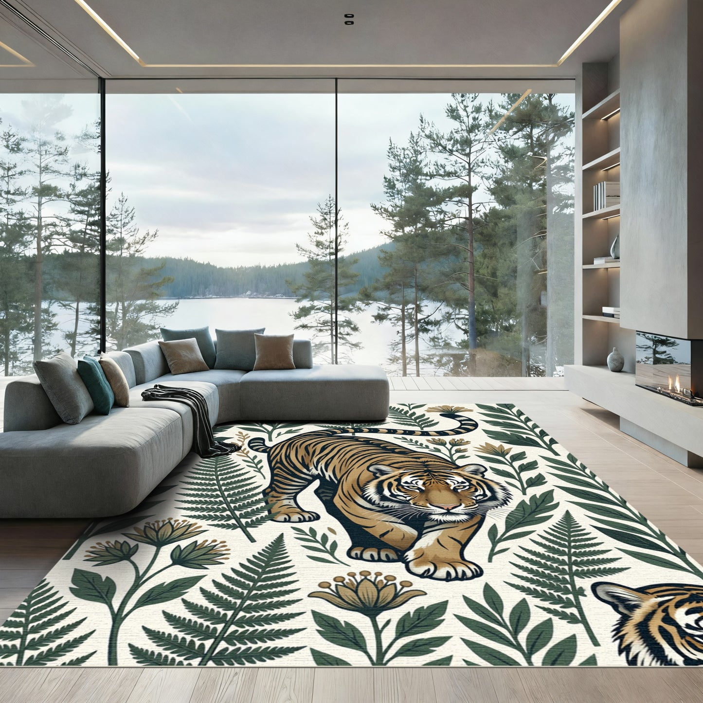 Majestic Tiger Fern Botanical Arrangement Rug