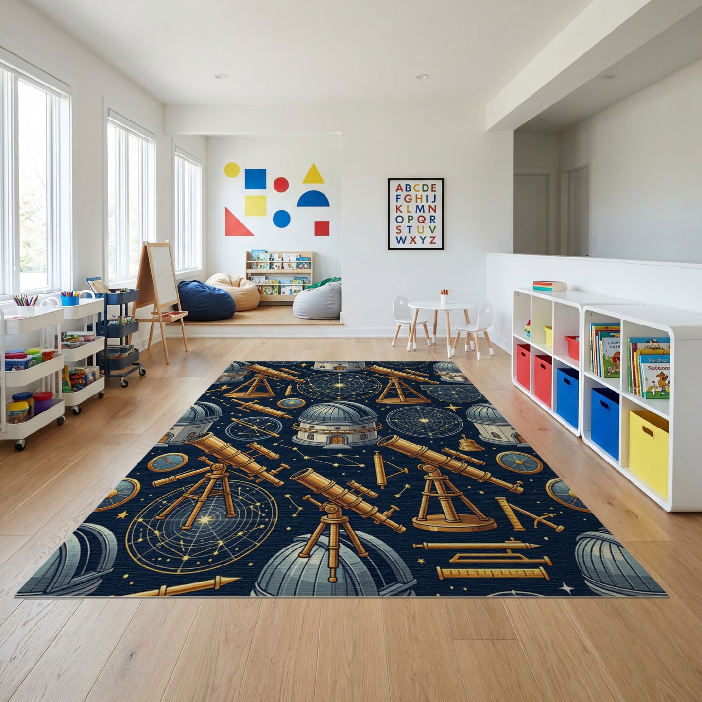 Vintage Celestial Telescopes Observatories Gold Rug