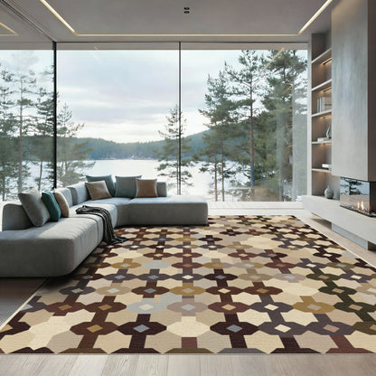 Earthy Tones Geometric Link Rug