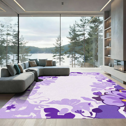 Lavender Floral Garland Frame Rug
