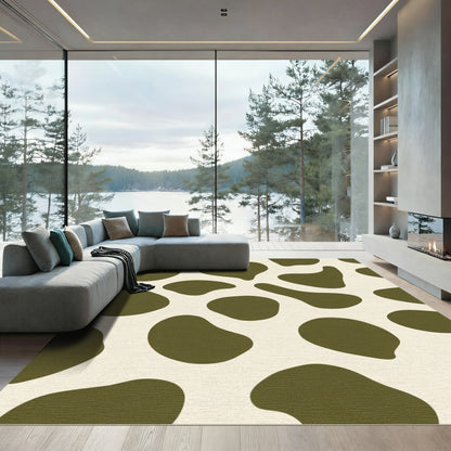 Olive Spots Cream Abstract Rug