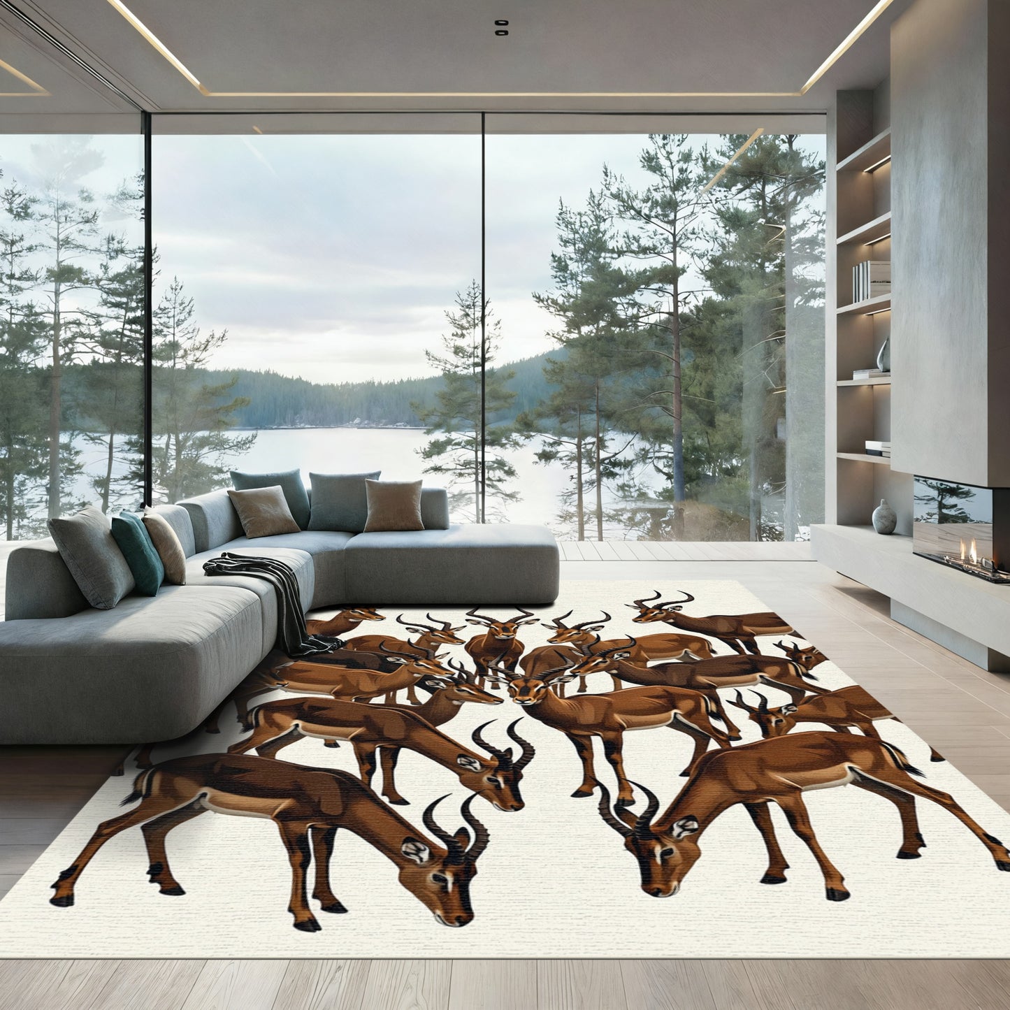 Majestic Brown Impala Savannah Herd Rug