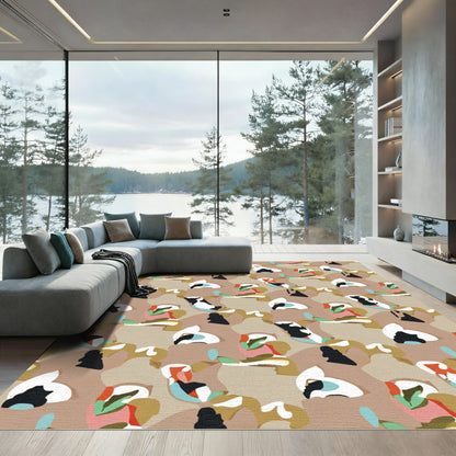 Abstract Organic Ochre Camouflage Rug