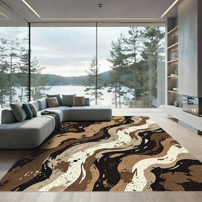Earthy Tones Splatter Organic Waves Rug