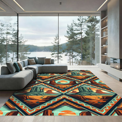 Southwestern Mesa Landscape Diamond Rug