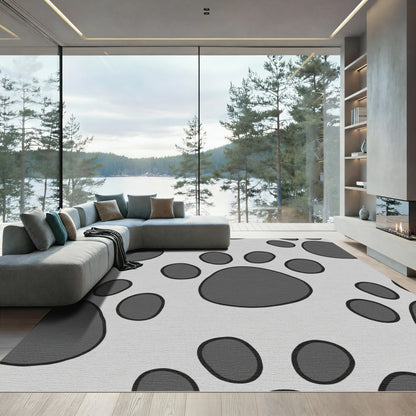 Gray Paw Print Pattern Rug