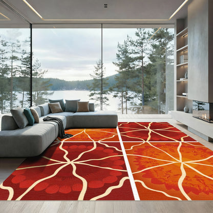Crimson Orange Radiant Radial Rug