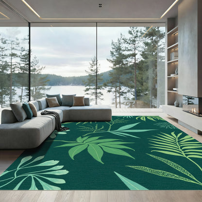 Emerald Jungle Botanical Leaf Array Rug