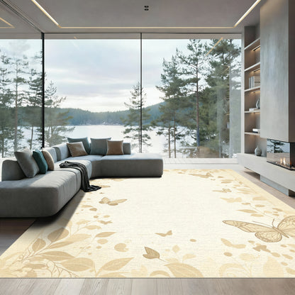 Soft Sepia Butterfly Garden Flora Rug