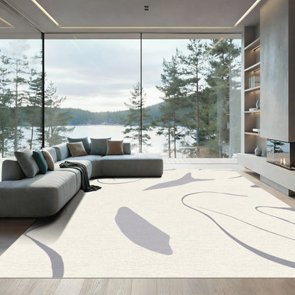 Minimalist Cream Gray Abstract Form Rug